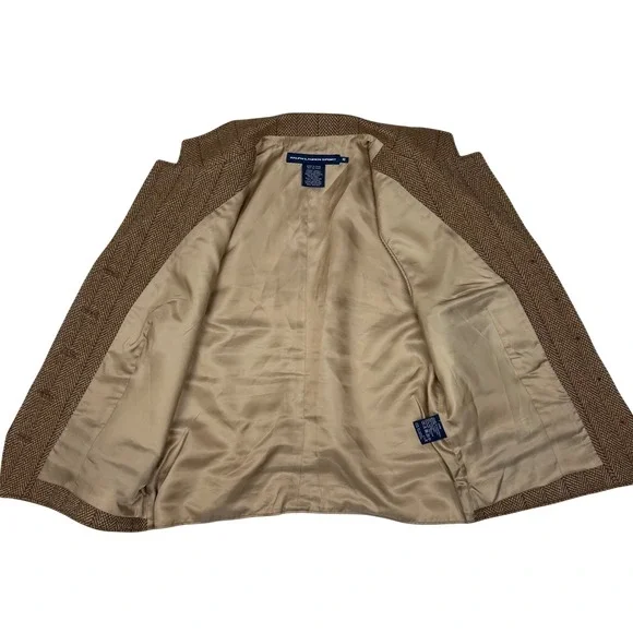 Ralph Lauren Sport Vest Women 10 Brown Herringbone Wool Tweed Waistcoat Academia - Picture 4 of 10